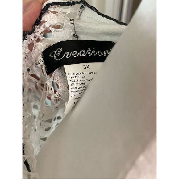 Creation Womens Plus Size 3X Open Front Cardigan Cream Black Patchwork NWT - Picture 5 of 5